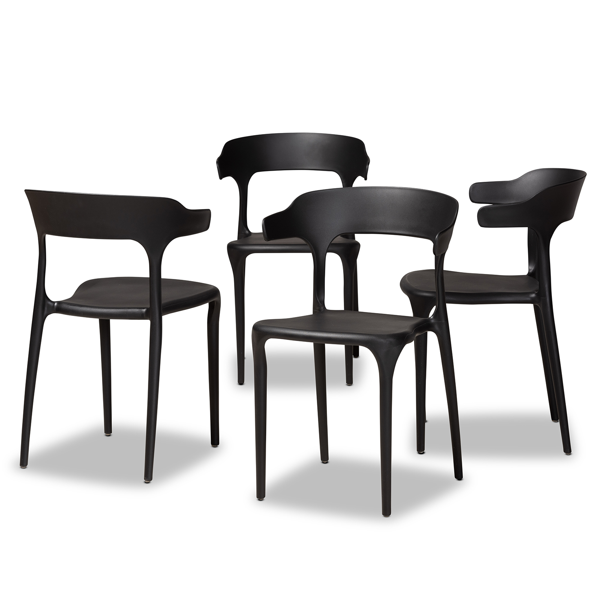 Black plastic modern on sale dining chairs